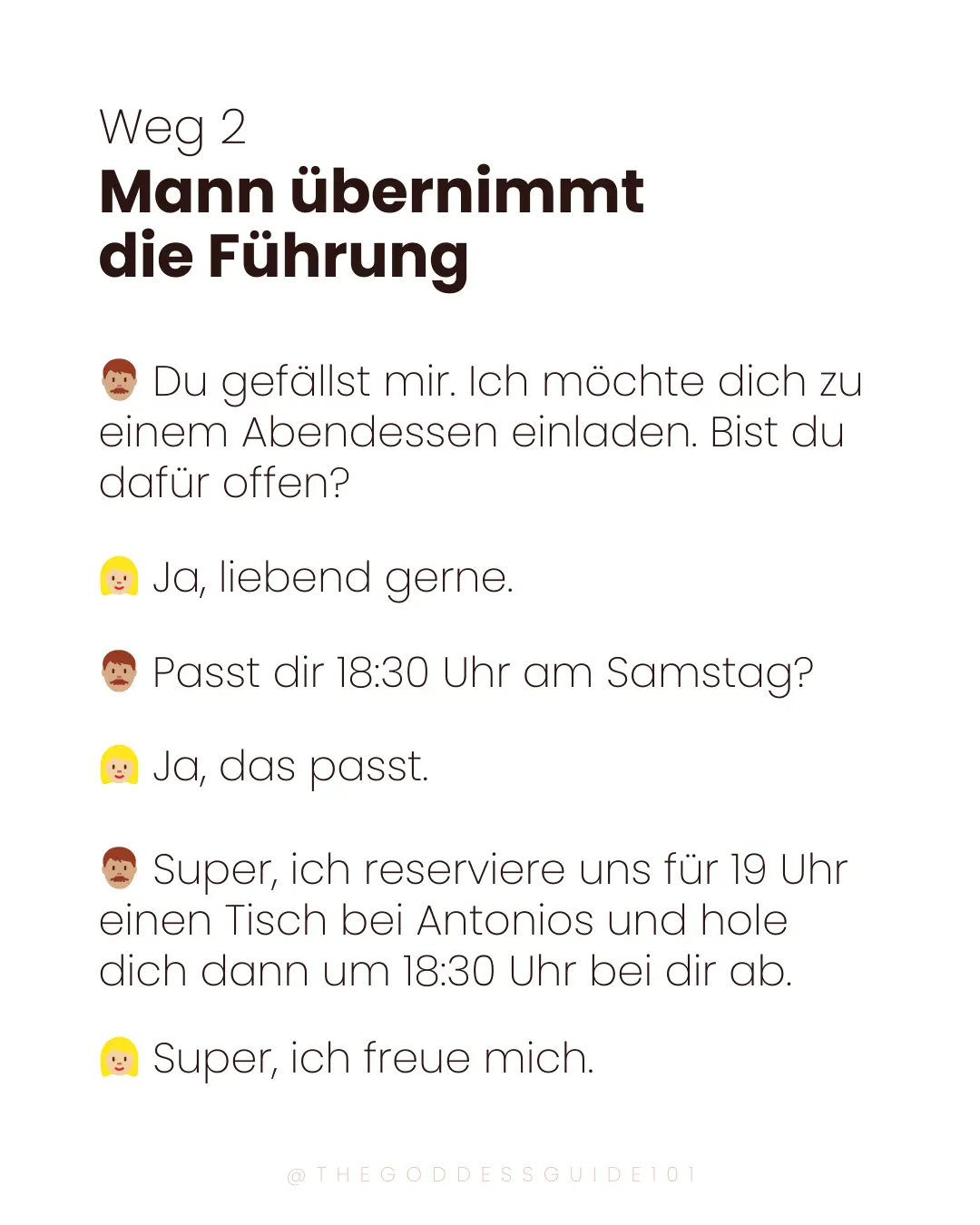 Wie verhält sich ein richtiger Mann. Beispiel 3: Wenn der Mann die Führung übernimmt.